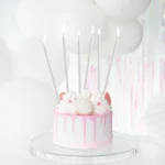 Κεράκια για τούρτα ψηλά - Ασημί (12τμχ)