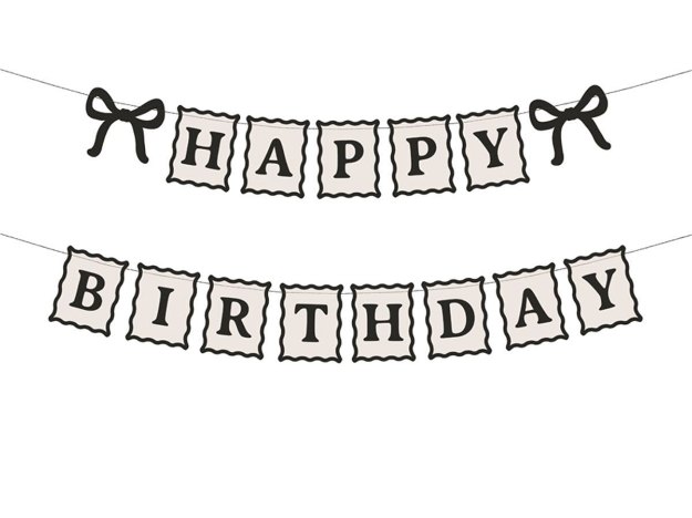 Γιρλάντα Happy Birthday με σημαιάκια και φιόγκους