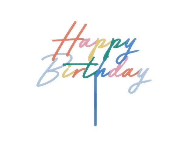 Διακοσμητικό τούρτας - Happy Birthday πολύχρωμο 18x16,50εκ.